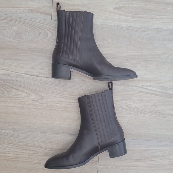 Aeyde Neil Leather Ankle Boots In Moka Calf Size 8 - Picture 4 of 10